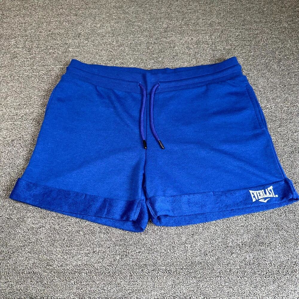 Everlast Shorts Womens XL Blue Logo Adjustable Drawstring Waist 4" Inseam NWT